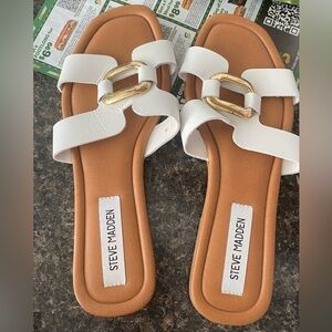 Steve Madden white sandals